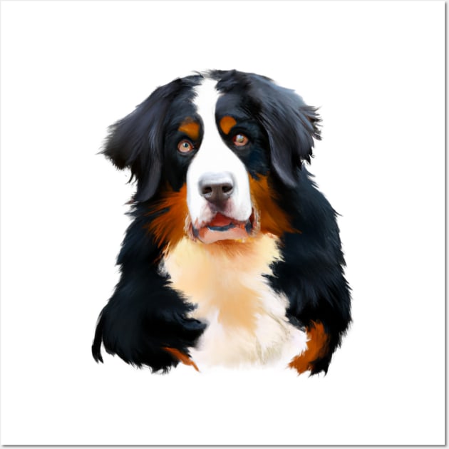 Cute Bernese Mountain Dog Drawing Wall Art by Play Zoo